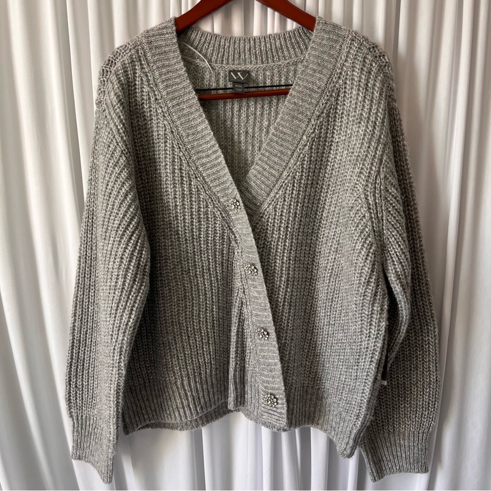 Worthington Gray Ribbed Cardigan Plus Size